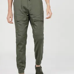HIGHLANDER Men Olive Green Slim Fit Easy Wash Joggers Trousers-image-59