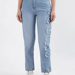 Iconic Women Mildly Distressed Mom Fit Pure Cotton Jeans-image-94