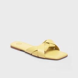 20Dresses Women Yellow Open Toe Overlap Flats-picture-18