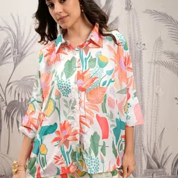 Vishudh White Floral Printed Shirt & Trousers-picture-22