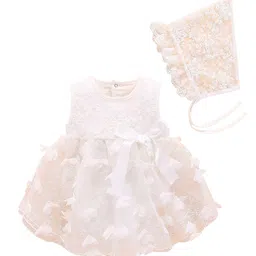 StyleCast Infant Girls Self Dsign Applique Cotton Rompers With Cap-image-44