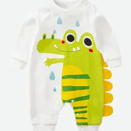 StyleCast Infant Boys White & Green Printed Cotton Rompers-picture-36