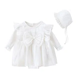 StyleCast Infants Girls White Big Bow Cotton Princess Bodysuit-image-31