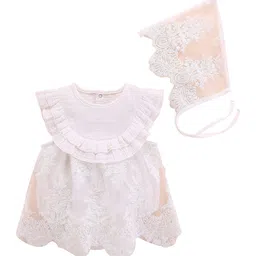 StyleCast White Infant Girls Embroidered Bodysuit With Cap-picture-31