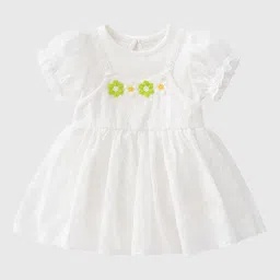 StyleCast Infants Girls White & Green Puff Sleeves Cotton Bodysuit-image-68