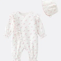 StyleCast Infant Girls White Floral Printed Cotton Romper-picture-24