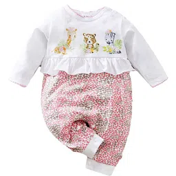 StyleCast Infant Girls White Graphic Printed Pure Cotton Rompers-image-3