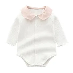 StyleCast Infant Girls White & Pink Peter Pan Collar Cotton Bodysuit-image-48