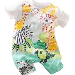 StyleCast Infant Boys White Graphic Printed Cotton Rompers-picture-54
