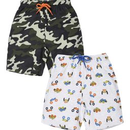 PLUM TREE Boys Pack Of 2 Mid-Rise Printed Casual Pure Cotton Shorts-picture-6