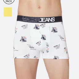 UnderJeans by Spykar Men Pack Of 2 White & Yellow Printed Trunks-picture-39