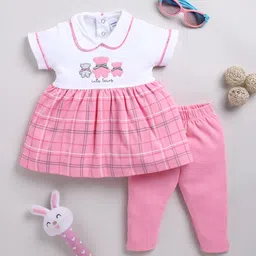 Moms Love Infant Girls Pure Cotton Colourblocked Dress with Trousers-image-84