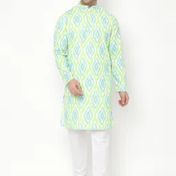 Hangup Men Green Ethnic Motifs Printed Kurta with Pyjamas-picture-38