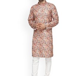 Benstoke Men Multicoloured Floral Angrakha Kurta with Pyjamas-picture-42