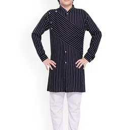 Jeetethnics Boys Navy Blue Striped Kurta with Pyjamas-picture-18