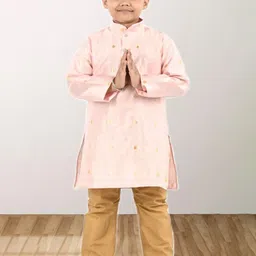 BAESD Boys Woven Design Mandarin Collar Straight Kurta With Pyjama-picture-29