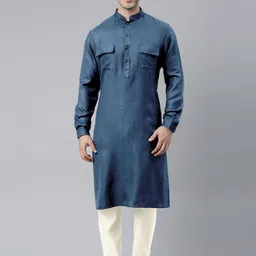 TheEthnic.Co Mandarin Collar Pure Cotton Kurta With Pyjamas image 1