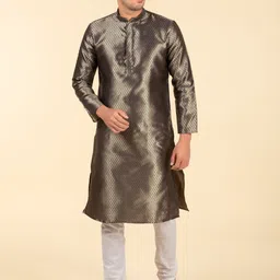 TATTVA Woven Design Mandarin Collar Long Sleeve Straight Kurta Set-picture-30