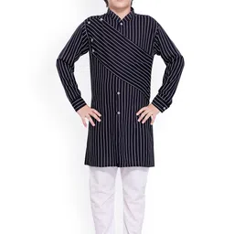 Jeetethnics Boys Navy Blue Striped Regular Kurta with Pyjamas-picture-25