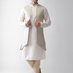 KISAH Men Cream-Coloured Regular Kurta with Pyjamas-picture-16