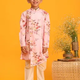 VASTRAMAY Boys Floral Printed Mandarin Collar Kurta With Pyjamas image 5
