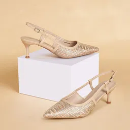 Forever Glam by Pantaloons Textured Kitten Heeled Pumps image 1