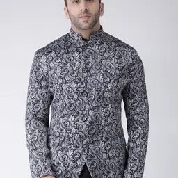 Hangup Men Grey Printed Single Breasted Blazers-picture-4