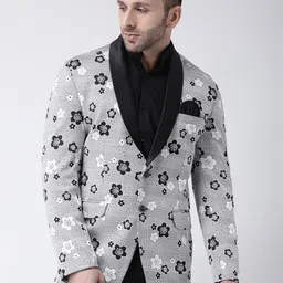 Hangup Men Grey Printed Single Breasted Party Blazers-picture-10