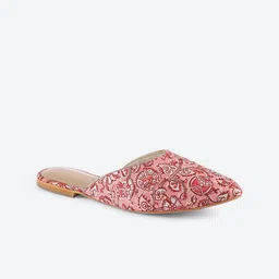 Biba Women Pink Printed Ethnic Mules Flats-image-33