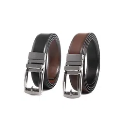 CONTACTS Men Black Reversible Leather Belt-image-94