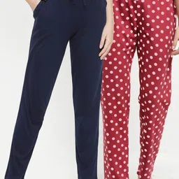 Kanvin Women Pack of 2 Printed Cotton Lounge Pants image 1