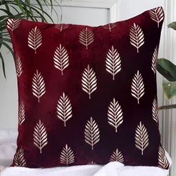 Decoghar Burgundy & White 2 Pieces Ethnic Motifs Square Cushion Covers image 1