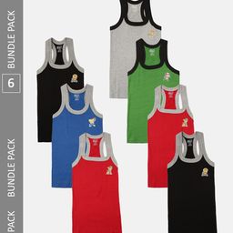 Lux Cozi Boys Pack Of 7 Assorted Cotton Sleeveless Innerwear Vests-picture-2