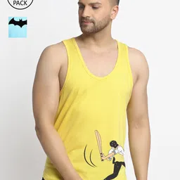 Friskers Men Yellow & Turquoise Blue 2 Batman Printed T-shirt-picture-23