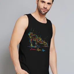 Juxar Printed Round Neck Cotton Gym Vest JXR-115SAN-BK-XS-picture-15