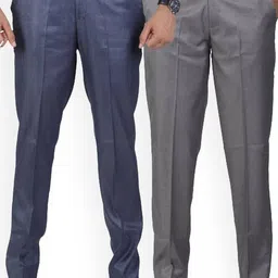 Sam and Jack Men Blue & Grey  Pack of 2  Smart Chambray Trousers-picture-30