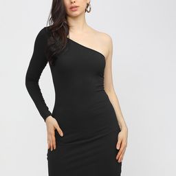 Tokyo Talkies Black One Shoulder Bodycon Dress-picture-8
