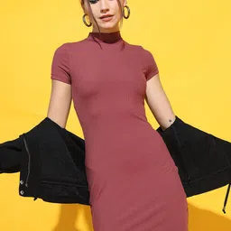 Tokyo Talkies Taupe Bodycon Dress-image-16