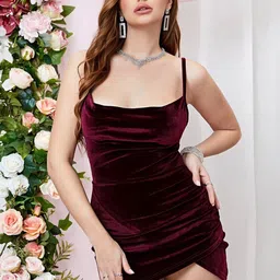 StyleCast Burgundy Shoulder Straps Bodycon Dress-picture-32