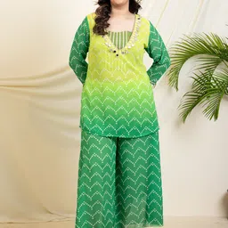 vibes by deebaco DEEBACO Printed V-Neck Three-Quarter Sleeves Top With Palazzo With Inner Bustier-picture-13