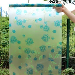 Jaamso Royals Transparent & Blue Printed Self-Adhesive Window Frosting Film Sticker-image-9