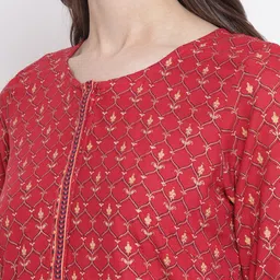 Cantabil Red & Yellow Floral Printed Kurti image 2