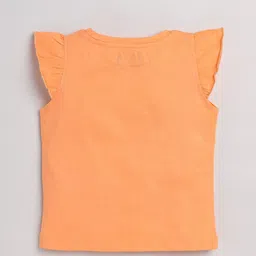 Ginie Girls Graphic Printed Flutter Sleeves Pure Cotton Top image 2