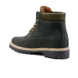 bacca bucci Men Textured Block-Heeled Leather Hiking Boots image 3