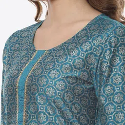 Rangriti Women Turquoise Blue Ethnic Motifs Kurta image 5