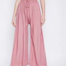 Clora Creation Women Pack Of 2 Coffee Brown & Pink Flared Palazzos image 3