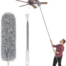 Cleaning High Ceiling Fan Microfiber Feather Telescoping 100inch ExtensionPole Wet and Dry Duster-image-22