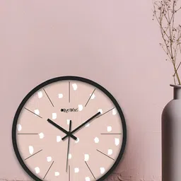 OLIVE TREE Black & Pink Printed Round Shaped Contemporary Analogue Wall Clock image 3