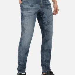 EVERBLUE Men Solid Tapered Slim Fit Heavy Fade Stretchable Jeans image 4