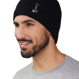 iSWEVEN Unisex Ribbed Woollen Beanie image 4